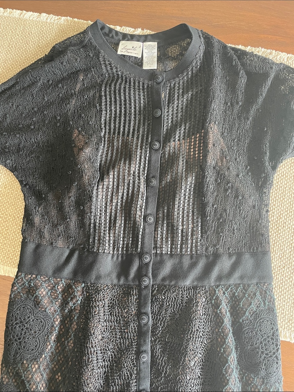 Byron Lars Black Lace Button-Front Dress